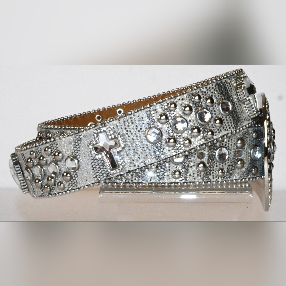 Shyanne Rhinestone Crosses Bling Faux Crystals Western Rodeo Belt, Horse Girls - Picture 3 of 8